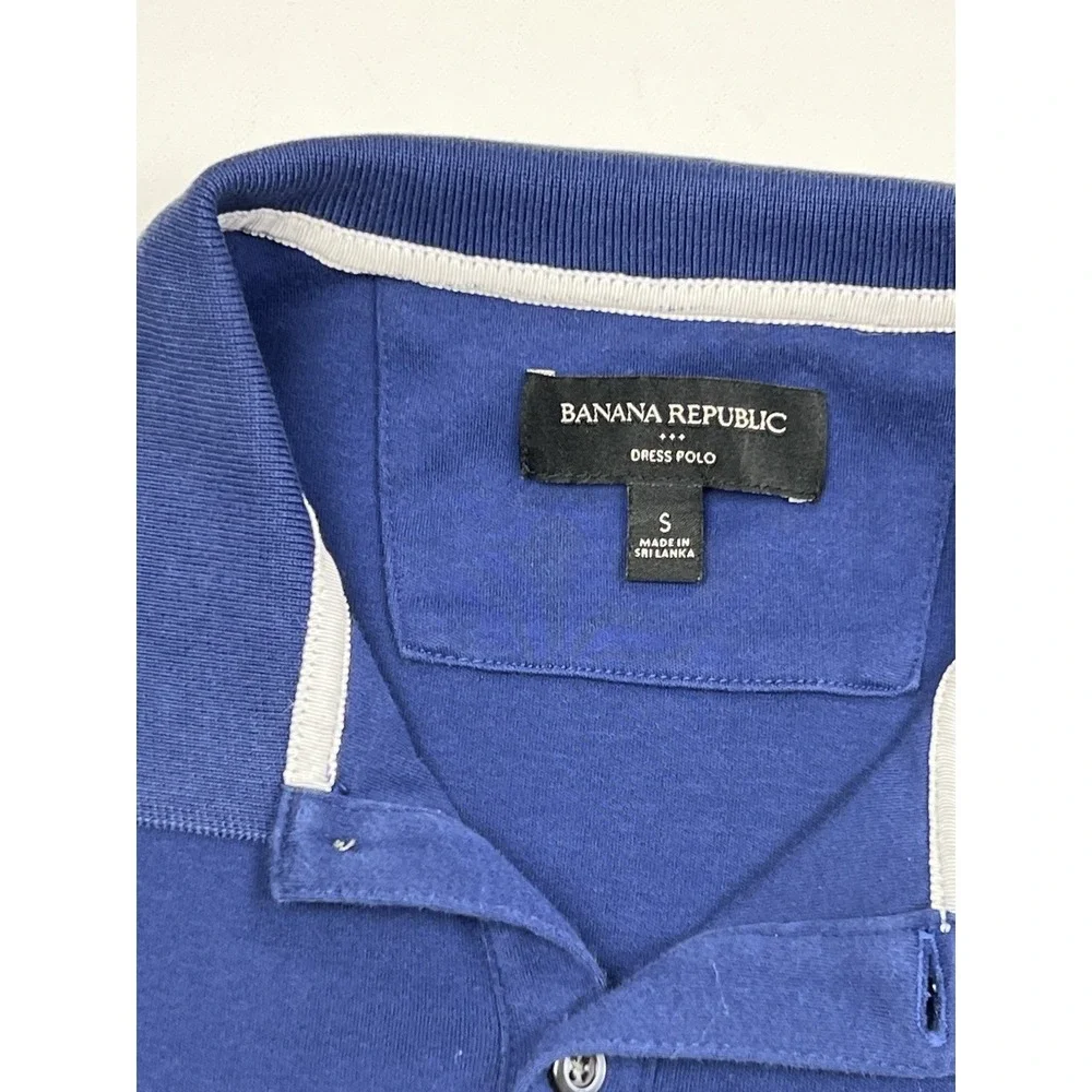 Men's Banana Republic Small Collar Polo Blue/Navy With Light‎ Blue Accents